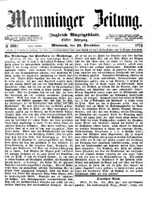 Memminger Zeitung Mittwoch 23. Dezember 1874