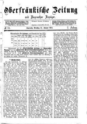 Oberfränkische Zeitung und Bayreuther Anzeiger (Bayreuther Anzeiger) Dienstag 13. Januar 1874