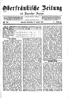 Oberfränkische Zeitung und Bayreuther Anzeiger (Bayreuther Anzeiger) Donnerstag 22. Januar 1874