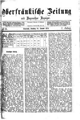 Oberfränkische Zeitung und Bayreuther Anzeiger (Bayreuther Anzeiger) Samstag 24. Januar 1874