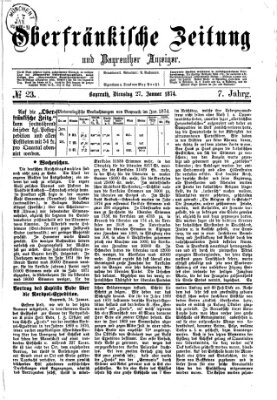 Oberfränkische Zeitung und Bayreuther Anzeiger (Bayreuther Anzeiger) Dienstag 27. Januar 1874