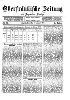 Oberfränkische Zeitung und Bayreuther Anzeiger (Bayreuther Anzeiger) Donnerstag 12. Februar 1874