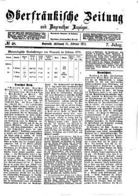 Oberfränkische Zeitung und Bayreuther Anzeiger (Bayreuther Anzeiger) Mittwoch 25. Februar 1874