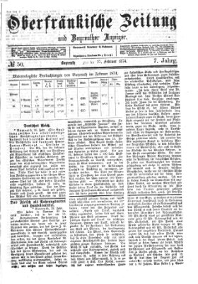 Oberfränkische Zeitung und Bayreuther Anzeiger (Bayreuther Anzeiger) Freitag 27. Februar 1874