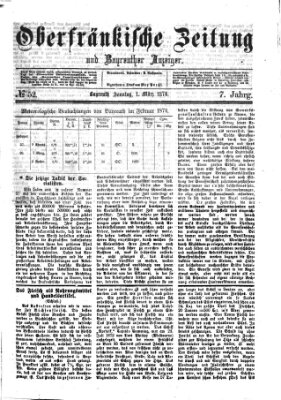 Oberfränkische Zeitung und Bayreuther Anzeiger (Bayreuther Anzeiger) Sonntag 1. März 1874