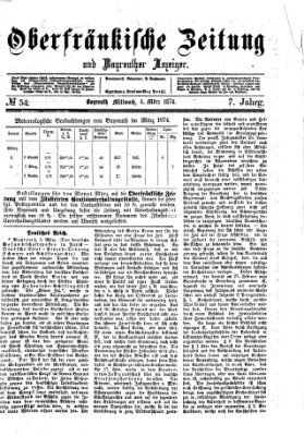 Oberfränkische Zeitung und Bayreuther Anzeiger (Bayreuther Anzeiger) Mittwoch 4. März 1874