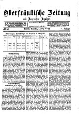 Oberfränkische Zeitung und Bayreuther Anzeiger (Bayreuther Anzeiger) Donnerstag 5. März 1874