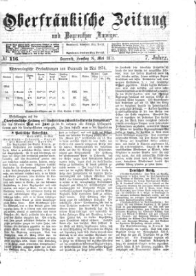 Oberfränkische Zeitung und Bayreuther Anzeiger (Bayreuther Anzeiger) Samstag 16. Mai 1874