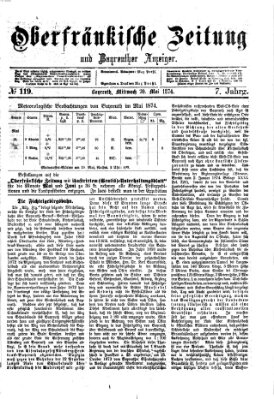 Oberfränkische Zeitung und Bayreuther Anzeiger (Bayreuther Anzeiger) Mittwoch 20. Mai 1874