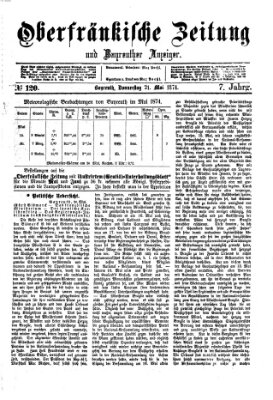 Oberfränkische Zeitung und Bayreuther Anzeiger (Bayreuther Anzeiger) Donnerstag 21. Mai 1874