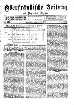 Oberfränkische Zeitung und Bayreuther Anzeiger (Bayreuther Anzeiger) Freitag 5. Juni 1874