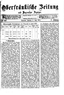 Oberfränkische Zeitung und Bayreuther Anzeiger (Bayreuther Anzeiger) Sonntag 21. Juni 1874