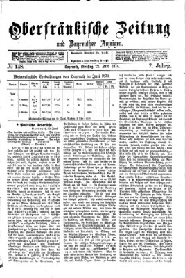 Oberfränkische Zeitung und Bayreuther Anzeiger (Bayreuther Anzeiger) Dienstag 23. Juni 1874