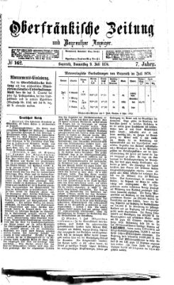 Oberfränkische Zeitung und Bayreuther Anzeiger (Bayreuther Anzeiger) Donnerstag 9. Juli 1874