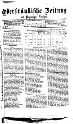 Oberfränkische Zeitung und Bayreuther Anzeiger (Bayreuther Anzeiger) Mittwoch 29. Juli 1874