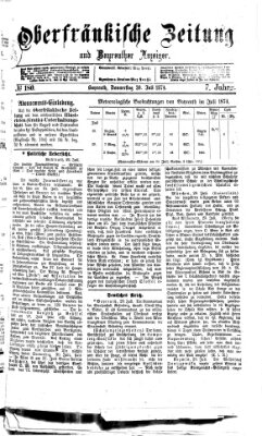 Oberfränkische Zeitung und Bayreuther Anzeiger (Bayreuther Anzeiger) Donnerstag 30. Juli 1874