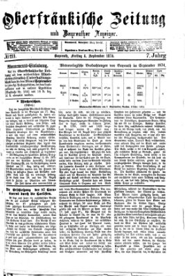 Oberfränkische Zeitung und Bayreuther Anzeiger (Bayreuther Anzeiger) Freitag 4. September 1874