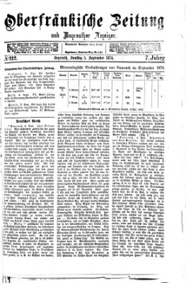 Oberfränkische Zeitung und Bayreuther Anzeiger (Bayreuther Anzeiger) Samstag 5. September 1874