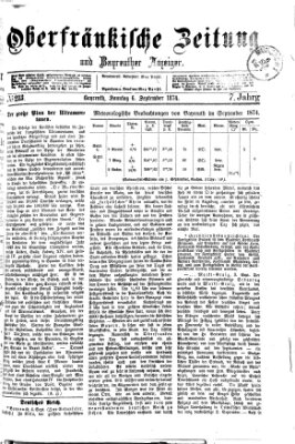 Oberfränkische Zeitung und Bayreuther Anzeiger (Bayreuther Anzeiger) Sonntag 6. September 1874