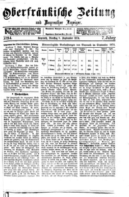 Oberfränkische Zeitung und Bayreuther Anzeiger (Bayreuther Anzeiger) Dienstag 8. September 1874