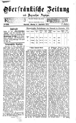 Oberfränkische Zeitung und Bayreuther Anzeiger (Bayreuther Anzeiger) Montag 21. September 1874