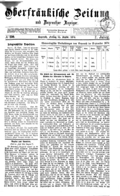 Oberfränkische Zeitung und Bayreuther Anzeiger (Bayreuther Anzeiger) Freitag 25. September 1874