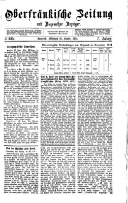 Oberfränkische Zeitung und Bayreuther Anzeiger (Bayreuther Anzeiger) Mittwoch 30. September 1874