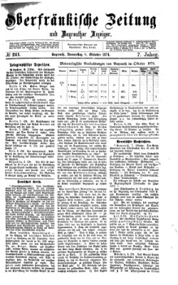 Oberfränkische Zeitung und Bayreuther Anzeiger (Bayreuther Anzeiger) Donnerstag 8. Oktober 1874