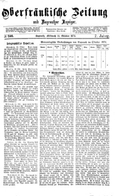 Oberfränkische Zeitung und Bayreuther Anzeiger (Bayreuther Anzeiger) Mittwoch 14. Oktober 1874