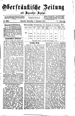 Oberfränkische Zeitung und Bayreuther Anzeiger (Bayreuther Anzeiger) Donnerstag 5. November 1874