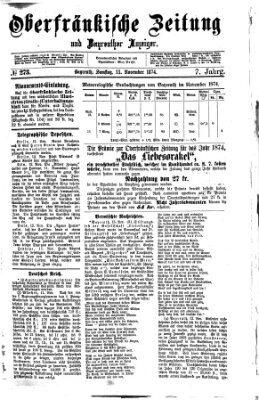 Oberfränkische Zeitung und Bayreuther Anzeiger (Bayreuther Anzeiger) Samstag 14. November 1874