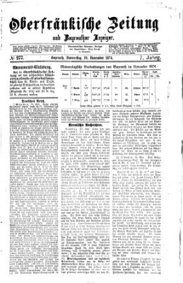 Oberfränkische Zeitung und Bayreuther Anzeiger (Bayreuther Anzeiger) Donnerstag 19. November 1874