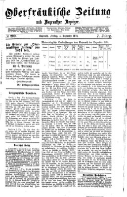 Oberfränkische Zeitung und Bayreuther Anzeiger (Bayreuther Anzeiger) Freitag 4. Dezember 1874