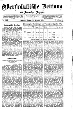Oberfränkische Zeitung und Bayreuther Anzeiger (Bayreuther Anzeiger) Samstag 12. Dezember 1874