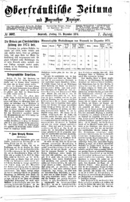 Oberfränkische Zeitung und Bayreuther Anzeiger (Bayreuther Anzeiger) Freitag 18. Dezember 1874