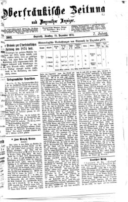 Oberfränkische Zeitung und Bayreuther Anzeiger (Bayreuther Anzeiger) Samstag 19. Dezember 1874