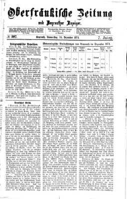 Oberfränkische Zeitung und Bayreuther Anzeiger (Bayreuther Anzeiger) Donnerstag 24. Dezember 1874