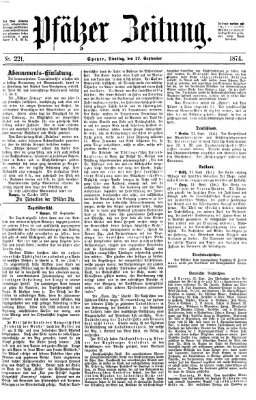 Pfälzer Zeitung Dienstag 22. September 1874