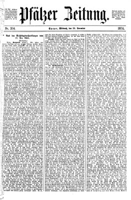 Pfälzer Zeitung Mittwoch 30. Dezember 1874