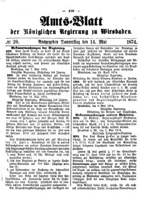 Amtsblatt der Regierung in Wiesbaden (Herzoglich-nassauisches allgemeines Intelligenzblatt) Donnerstag 14. Mai 1874