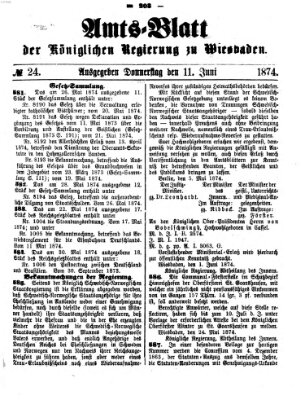 Amtsblatt der Regierung in Wiesbaden (Herzoglich-nassauisches allgemeines Intelligenzblatt) Donnerstag 11. Juni 1874