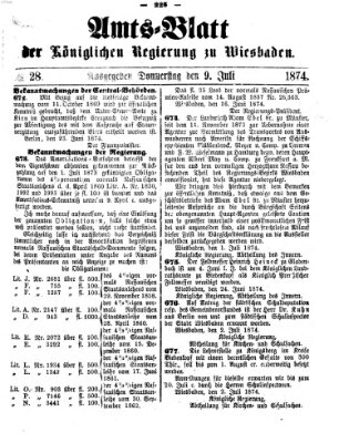 Amtsblatt der Regierung in Wiesbaden (Herzoglich-nassauisches allgemeines Intelligenzblatt) Donnerstag 9. Juli 1874