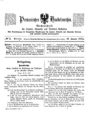 Preußisches Handels-Archiv Freitag 23. Januar 1874