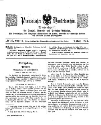 Preußisches Handels-Archiv Freitag 6. März 1874