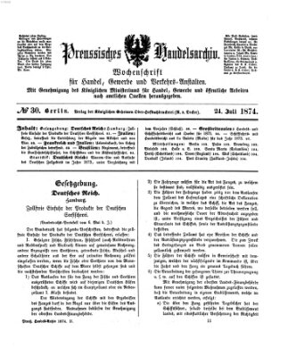 Preußisches Handels-Archiv Freitag 24. Juli 1874