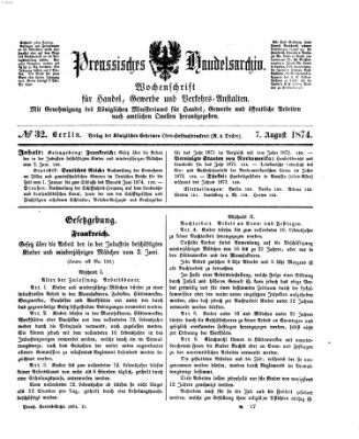 Preußisches Handels-Archiv Freitag 7. August 1874