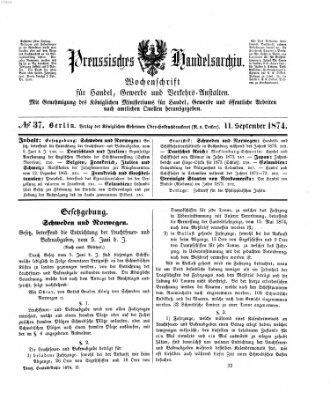 Preußisches Handels-Archiv Freitag 11. September 1874