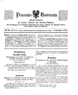 Preußisches Handels-Archiv Freitag 6. November 1874