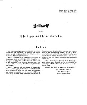 Preußisches Handels-Archiv Freitag 11. September 1874