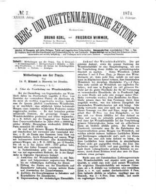 Berg- und hüttenmännische Zeitung Freitag 13. Februar 1874